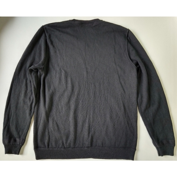 100% Extra Fine Merino Wool Transcript Gray V-Neck Medium Weight Sweater - Picture 9 of 9